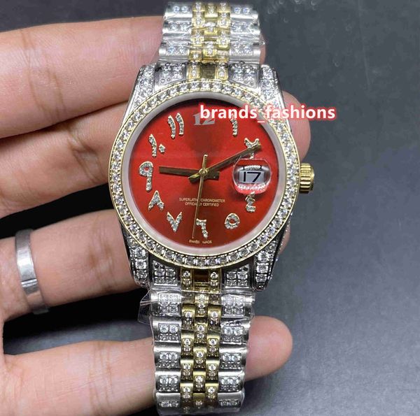 popular new men's hip hop wristwatch red face arabic scale bi-gold strap fully automatic mechanical diamond watches, Slivery;brown
popular new men's hip hop wristwatch red face arabic scale bi-gold strap fully automatic mechanical diamond watches, Slivery;brown
