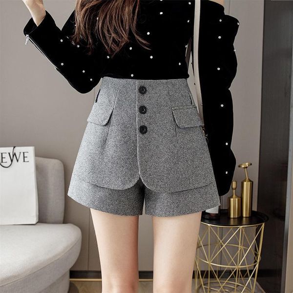 women's shorts female bottoms 2021 high waist wide leg women office lady short pants ladies casual houndstooth woolen femme y36, White;black
women's shorts female bottoms 2021 high waist wide leg women office lady short pants ladies casual houndstooth woolen femme y36, White;black