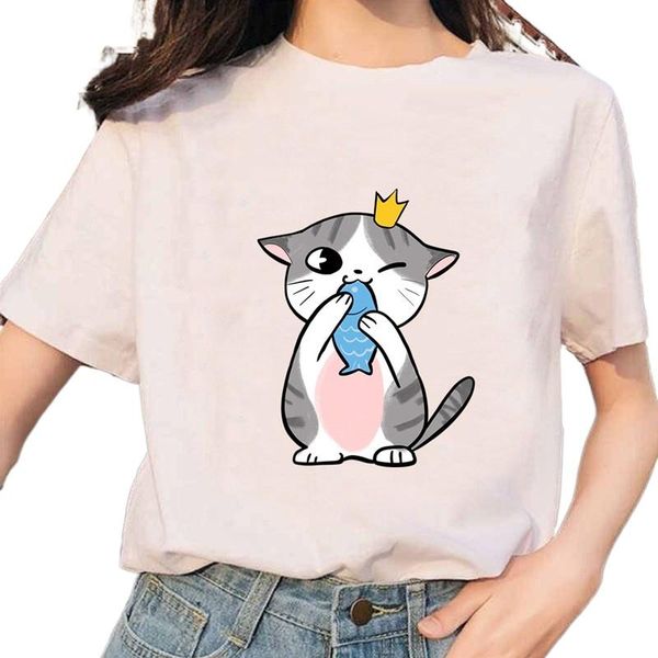 women's t-shirt graphic cartoon cat tshirt funny women short sleeve summer woman tshirts loose harajuku t shirt, White
women's t-shirt graphic cartoon cat tshirt funny women short sleeve summer woman tshirts loose harajuku t shirt, White