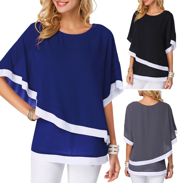 women's blouses & shirts loose casual tunic chiffon summer women shirt bat sleeve patchwork irregular 5xl big and plus size blouse for, White
women's blouses & shirts loose casual tunic chiffon summer women shirt bat sleeve patchwork irregular 5xl big and plus size blouse for, White