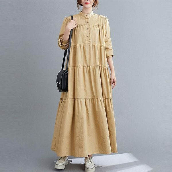 casual dresses oversized women cotton long 2021 autumn mori girls style vintage stand collar solid color female maxi dress s2446, Black;gray
casual dresses oversized women cotton long 2021 autumn mori girls style vintage stand collar solid color female maxi dress s2446, Black;gray