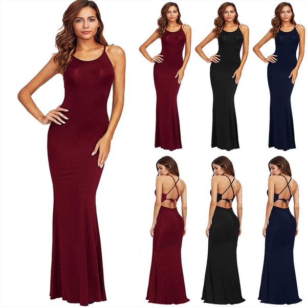 sleeveless maxi cocktail evening womens dress party plus size solid halter long vestidos mujer verano, Black;gray
sleeveless maxi cocktail evening womens dress party plus size solid halter long vestidos mujer verano, Black;gray