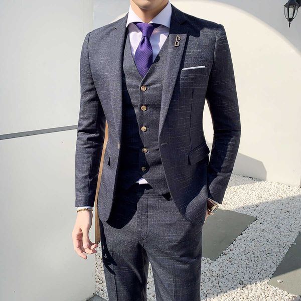 men's suits & blazers men boutique groom wedding formal set jackets+vest+pants 3-piece casual business pel0, White;black
men's suits & blazers men boutique groom wedding formal set jackets+vest+pants 3-piece casual business pel0, White;black