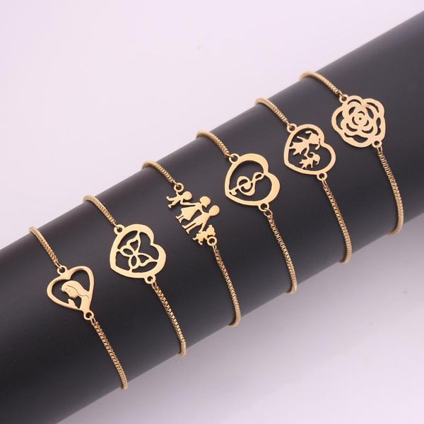link, chain mother's day bracelet stainless steel 6 styles charms for mother heart shape pulseras gifts chic jewelry decoration, Black
link, chain mother's day bracelet stainless steel 6 styles charms for mother heart shape pulseras gifts chic jewelry decoration, Black