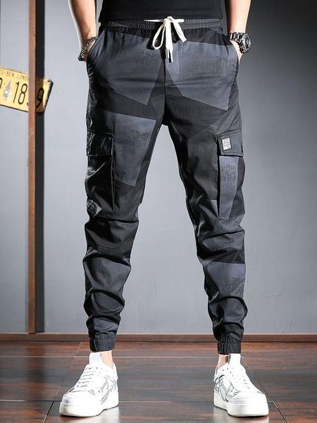 men's pants spring summer fashion splicing drawstring sweatpants hip hop loose oversize, Black
men's pants spring summer fashion splicing drawstring sweatpants hip hop loose oversize, Black
