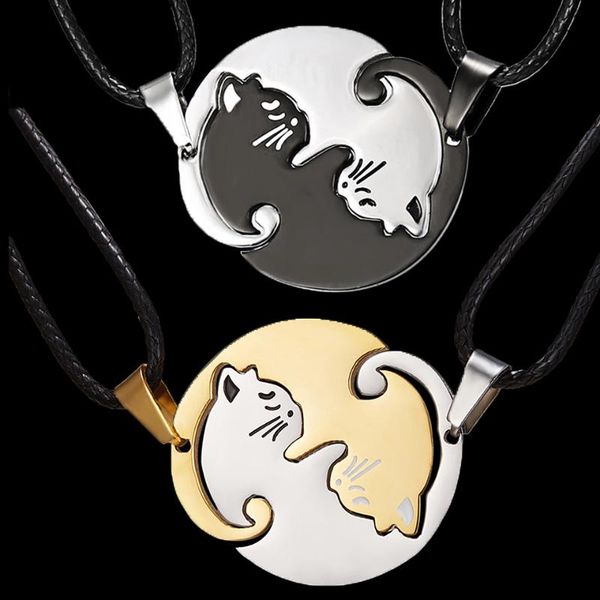 pendant necklaces couple round broken heart hugging cat necklace women yinyang stainless steel double color splicing lovers jewelry gifts, Silver
pendant necklaces couple round broken heart hugging cat necklace women yinyang stainless steel double color splicing lovers jewelry gifts, Silver
