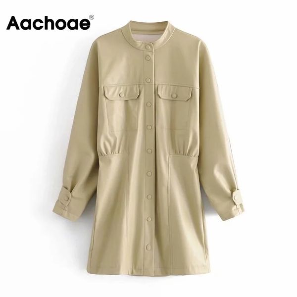 aachoae new arrival faux leather dress solid batwing sleeve loose mini dress women o neck single button a line dresses lady 210413, Black;gray
aachoae new arrival faux leather dress solid batwing sleeve loose mini dress women o neck single button a line dresses lady 210413, Black;gray