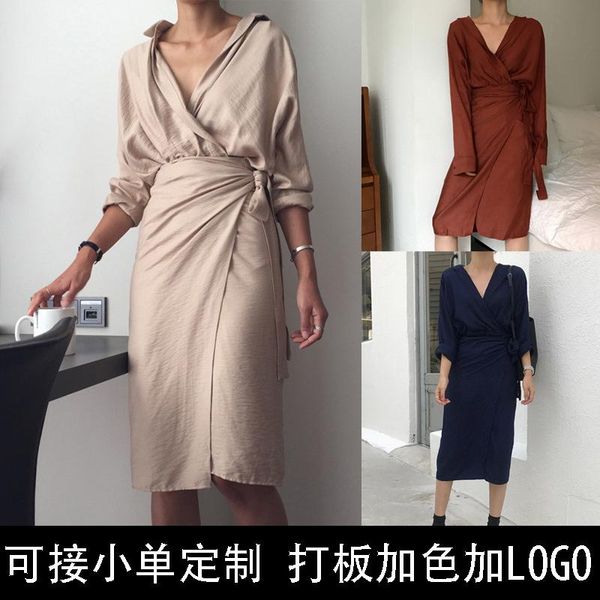 casual dresses autumn irregular wrap buttock dress explode style tie v collar long sleeve pure color elegant temperament, Black;gray
casual dresses autumn irregular wrap buttock dress explode style tie v collar long sleeve pure color elegant temperament, Black;gray