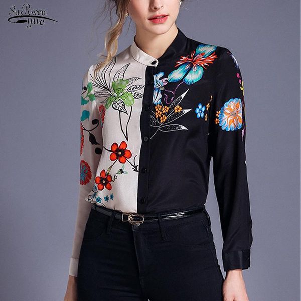 women's blouses & shirts casual stand collar cardigan print ladies long sleeve floral women blouse streetwear blusas mujer 8187 50, White
women's blouses & shirts casual stand collar cardigan print ladies long sleeve floral women blouse streetwear blusas mujer 8187 50, White