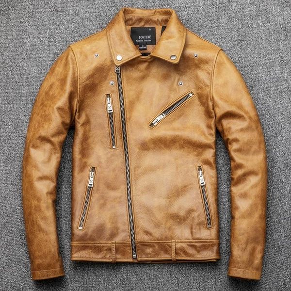 fashion 2021 oil wax cowhide locomotive genuine leather jacket men vintage slim fit turn-down collar motorcycle coat men's & faux, Black
fashion 2021 oil wax cowhide locomotive genuine leather jacket men vintage slim fit turn-down collar motorcycle coat men's & faux, Black