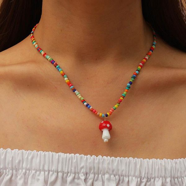 pendant necklaces 1pc handmade round beads mushroom necklace for women gift jewelry fashion creative colorful plant clavicle chain n86, Silver
pendant necklaces 1pc handmade round beads mushroom necklace for women gift jewelry fashion creative colorful plant clavicle chain n86, Silver