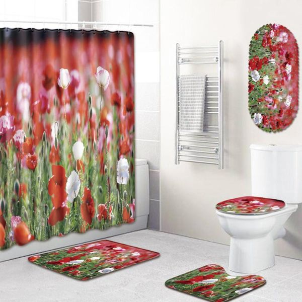 bath mats flower bathroom shower curtain mat toilet cover bathtub five-piece carpet showercurtain set rugs
bath mats flower bathroom shower curtain mat toilet cover bathtub five-piece carpet showercurtain set rugs