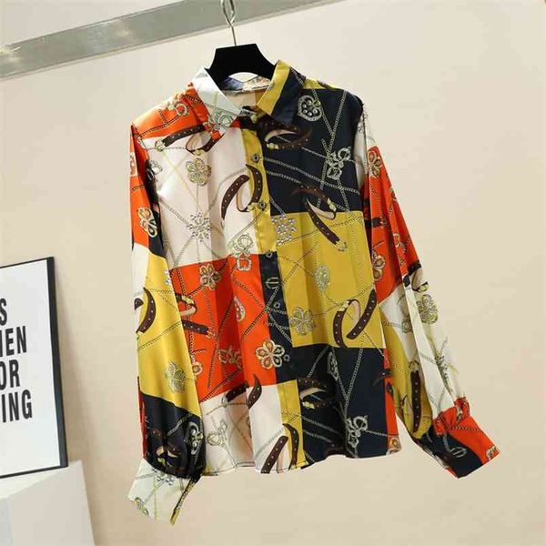 spring autumn women's blouse korean style retro print contrast casual loose long sleeved female 210506, White
spring autumn women's blouse korean style retro print contrast casual loose long sleeved female 210506, White