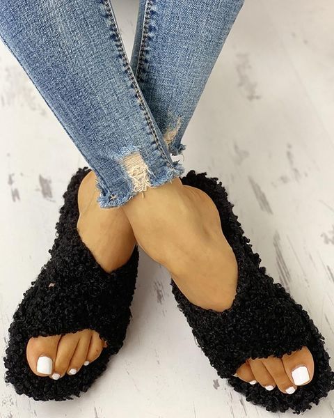 women fur fluffy sliders 2021 fashion indoor open toe winter slipper warm slip on home plush flat shoes 37-41 slippers, Black
women fur fluffy sliders 2021 fashion indoor open toe winter slipper warm slip on home plush flat shoes 37-41 slippers, Black