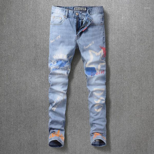 men's jeans american street style fashion men retro light blue slim fit printed night club designer hip hop denim punk pants
men's jeans american street style fashion men retro light blue slim fit printed night club designer hip hop denim punk pants