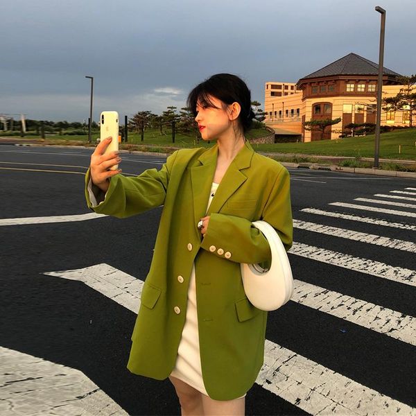 spring and autumn women's casual solid color blazer single-breasted pocket decoration loose green suit coat kurtka damska suits & blaze, White;black
spring and autumn women's casual solid color blazer single-breasted pocket decoration loose green suit coat kurtka damska suits & blaze, White;black