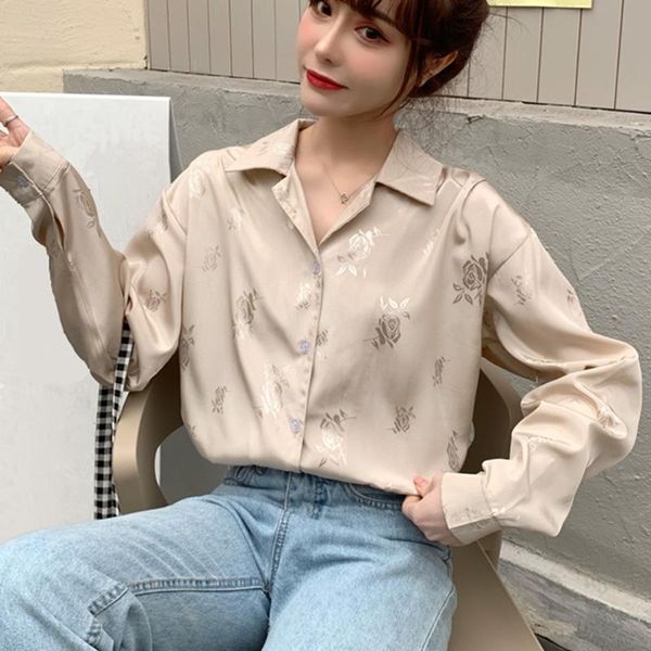 women's blouses & shirts chic women floral shirt female korean long sleeves office ladies casual and, White
women's blouses & shirts chic women floral shirt female korean long sleeves office ladies casual and, White