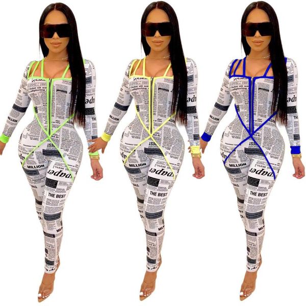 women's jumpsuits & rompers high fashion spaper print womens jumpsuit bodysuit creative long sleeve autumn trouser clothes, Black;white
women's jumpsuits & rompers high fashion spaper print womens jumpsuit bodysuit creative long sleeve autumn trouser clothes, Black;white