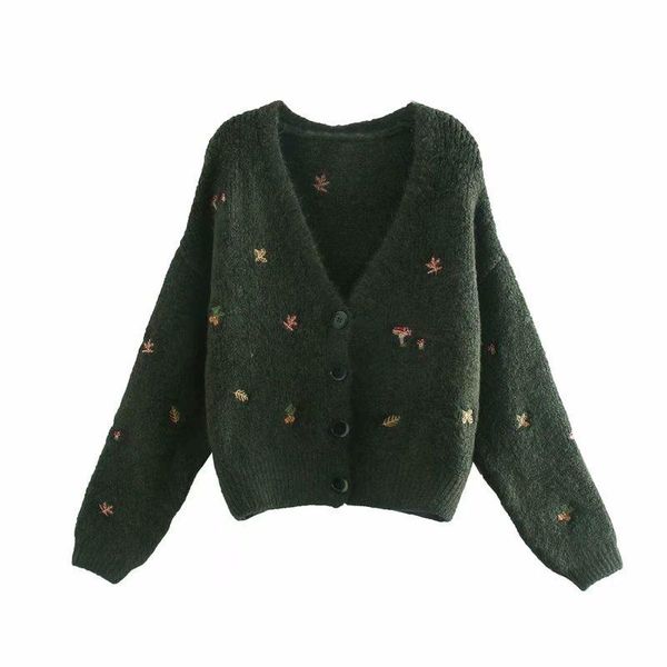 women's knits & tees flower mushroom leaves embroidery sweater women autumn winter long sleeve v neck cardigan female knitwear elegant, White
women's knits & tees flower mushroom leaves embroidery sweater women autumn winter long sleeve v neck cardigan female knitwear elegant, White