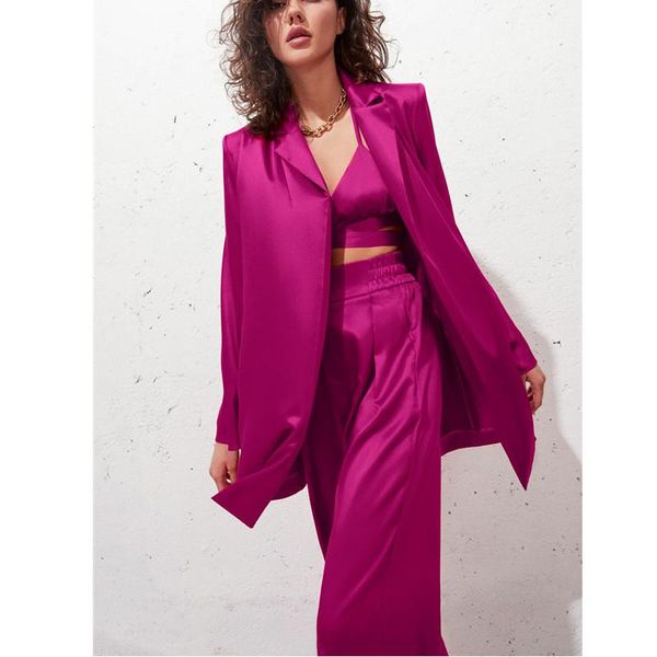 women's suits & blazers 2021 women casual solid color rose red white ladies satin blazer vintage office lady lace up cardigan autumn co, White;black
women's suits & blazers 2021 women casual solid color rose red white ladies satin blazer vintage office lady lace up cardigan autumn co, White;black
