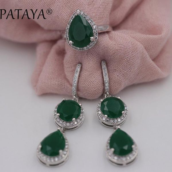 earrings & necklace pataya women wedding party trendy jewelry set water drop green natural zirconia ring sets true white gold, Silver
earrings & necklace pataya women wedding party trendy jewelry set water drop green natural zirconia ring sets true white gold, Silver