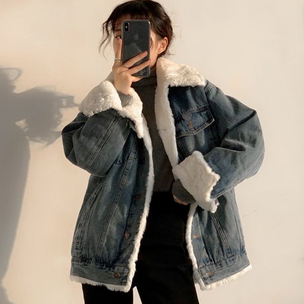 women's jackets women denim jacket autumn winter casual vintage plus velvet liner thick warm all-match loose coat outerwear 4t8h, Black;brown
women's jackets women denim jacket autumn winter casual vintage plus velvet liner thick warm all-match loose coat outerwear 4t8h, Black;brown