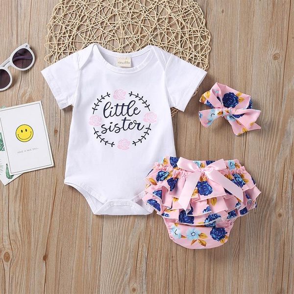 3pcs baby girl set romper+shorts born clothing floral clothes outfit sets, White
3pcs baby girl set romper+shorts born clothing floral clothes outfit sets, White