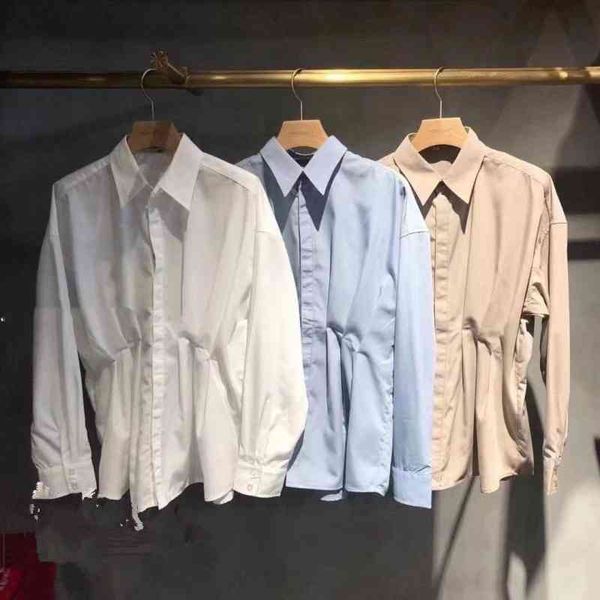 spring simple slim waist long sleeve shirt women temperament turn-down collar solid blouse all-match womens 210514, White
spring simple slim waist long sleeve shirt women temperament turn-down collar solid blouse all-match womens 210514, White