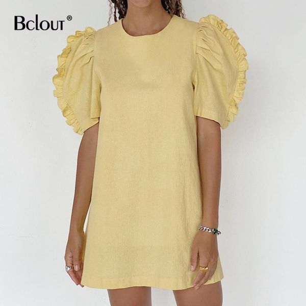 party dresses bclout yellow puff sleeve cotton mini female loose high waist a line fold short jurk summer o neck dress woman, White;black
party dresses bclout yellow puff sleeve cotton mini female loose high waist a line fold short jurk summer o neck dress woman, White;black