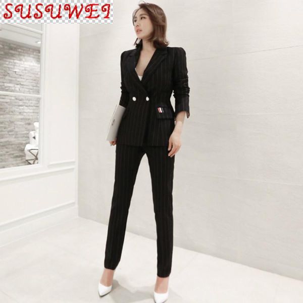 professional striped women's pants suit two-piece autumn and winter slim long-sleeved ladies jacket casual trousers two piece, White
professional striped women's pants suit two-piece autumn and winter slim long-sleeved ladies jacket casual trousers two piece, White