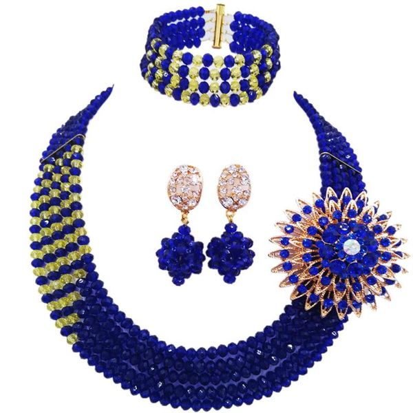 earrings & necklace stylish 5 rows strand royal blue and yellow african wedding beads jewelry set, Silver
earrings & necklace stylish 5 rows strand royal blue and yellow african wedding beads jewelry set, Silver
