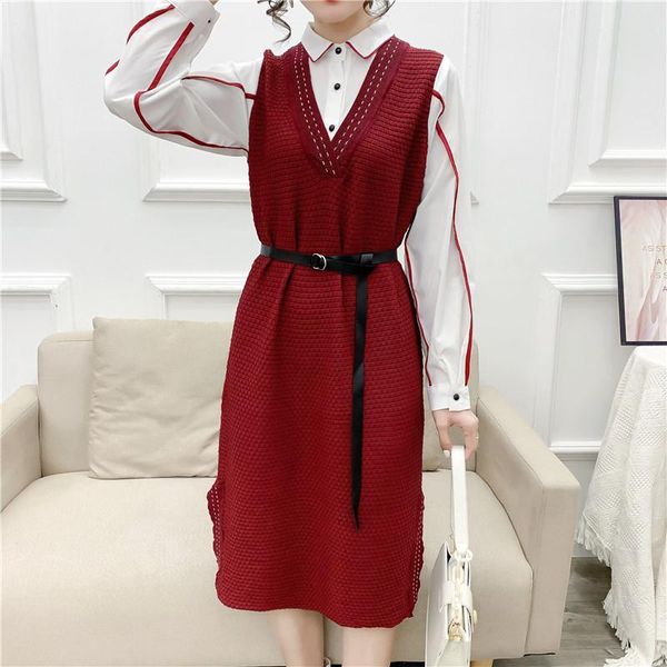 casual dresses zoki elegant women sweater dress fashion shirt sleeve patchwork high waist belt female vestdio autumn knitted midi, Black;gray
casual dresses zoki elegant women sweater dress fashion shirt sleeve patchwork high waist belt female vestdio autumn knitted midi, Black;gray