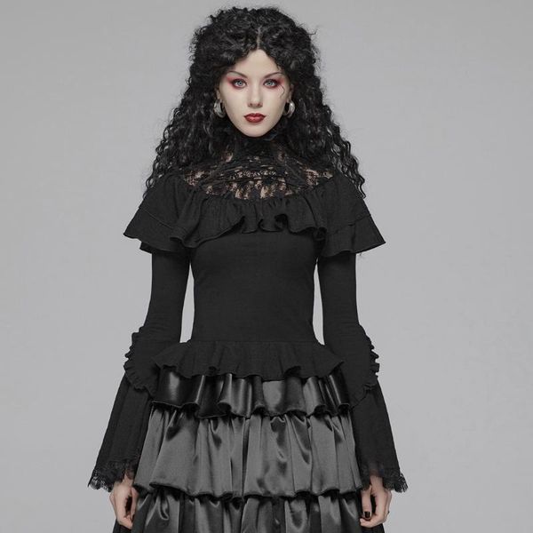 women's t-shirt gothic fashion party club long sleeve shirt lolita lace turtleneck elastic knitted women punk rave, White
women's t-shirt gothic fashion party club long sleeve shirt lolita lace turtleneck elastic knitted women punk rave, White