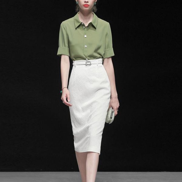 work dresses professional suit 2021 summer women's fashion temperament two-piece short-sleeved shirt jacket hip skirt, White;black
work dresses professional suit 2021 summer women's fashion temperament two-piece short-sleeved shirt jacket hip skirt, White;black