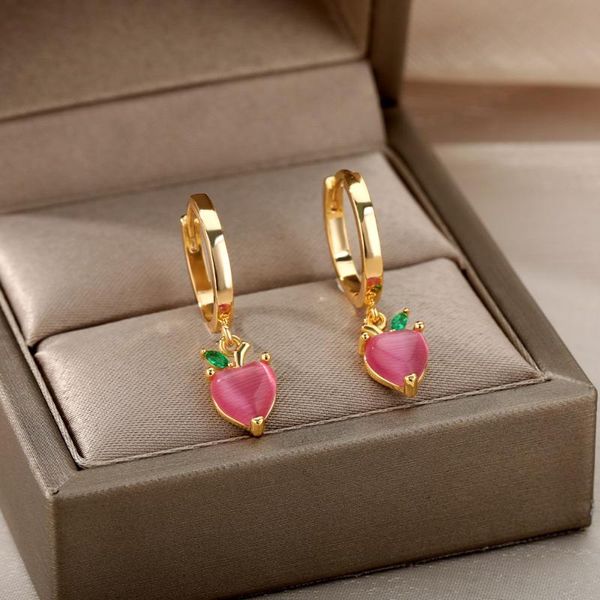 hoop & huggie fashion peach earrings simple sweet pink cute zircon for women tassel party jewelry gift, Golden;silver
hoop & huggie fashion peach earrings simple sweet pink cute zircon for women tassel party jewelry gift, Golden;silver