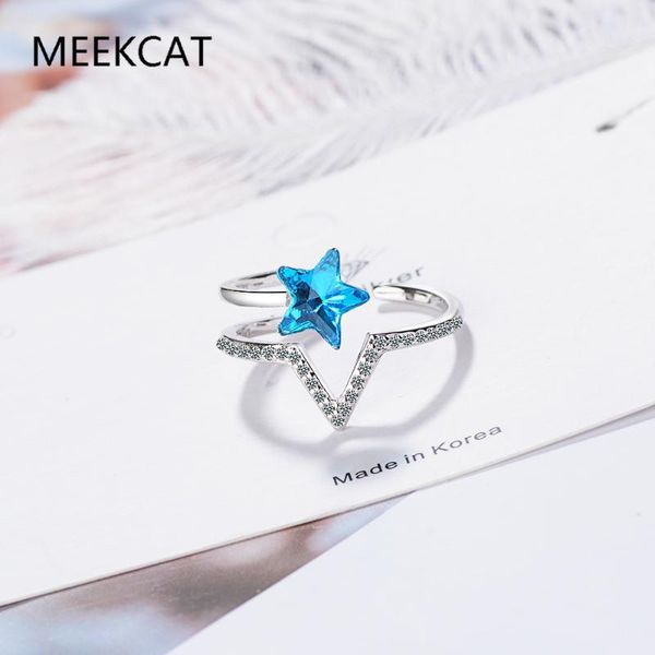 cluster rings fashion beautiful deep sea blue five-pointed star 925 sterling silver jewelry personality fresh crystal v shape opening ring, Golden;silver
cluster rings fashion beautiful deep sea blue five-pointed star 925 sterling silver jewelry personality fresh crystal v shape opening ring, Golden;silver