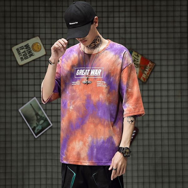 men 2021 new spring and summer cotton tie dye o neck tees men half short hip hop style party t-shirts men, White;black
men 2021 new spring and summer cotton tie dye o neck tees men half short hip hop style party t-shirts men, White;black