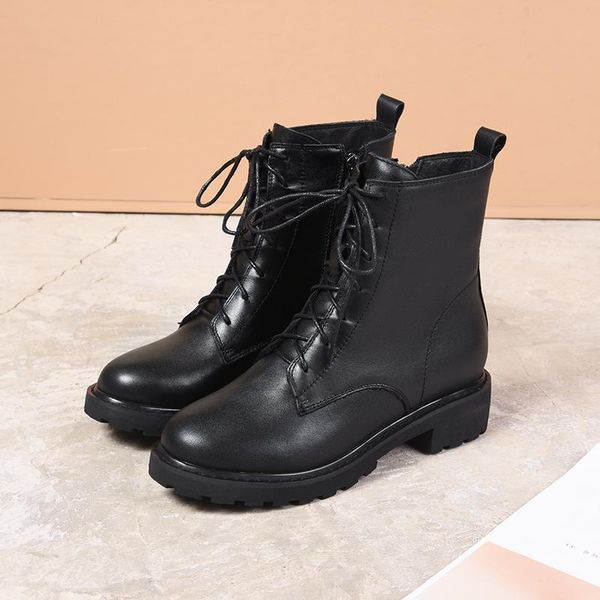 boots woman's round toe lace up square heels genuine leather ankle handmade zipper warm lady shoes, Black
boots woman's round toe lace up square heels genuine leather ankle handmade zipper warm lady shoes, Black