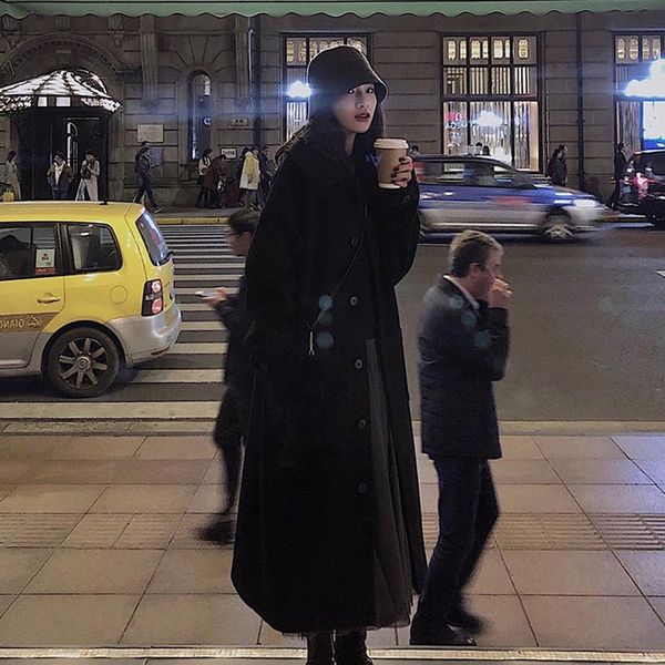 women's wool & blends cashmere coat women's autumn and winter 2021 fashion solid color lapel knee-length mid-length thick rm*, Black
women's wool & blends cashmere coat women's autumn and winter 2021 fashion solid color lapel knee-length mid-length thick rm*, Black