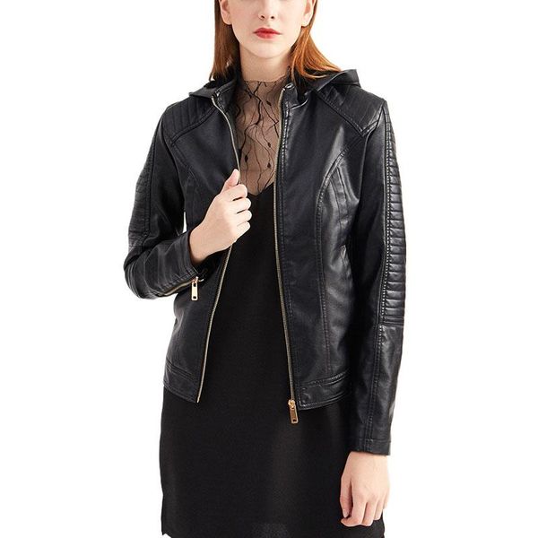women's leather & faux slim plus velvet pu jacket women oversized ladies clothing hooded short coat warm autumn winter leisure female o, Black
women's leather & faux slim plus velvet pu jacket women oversized ladies clothing hooded short coat warm autumn winter leisure female o, Black