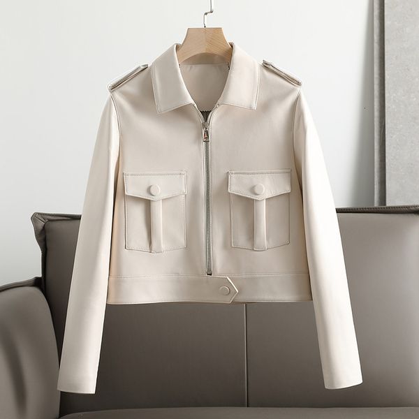 women's leather & faux sheep leather jacket autumn casual women turn-down collar tight zipper color patch outerwear with pockets 33fg, Black
women's leather & faux sheep leather jacket autumn casual women turn-down collar tight zipper color patch outerwear with pockets 33fg, Black