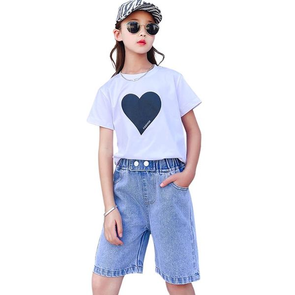 clothing sets teen girls heart tshirt + denim short summer costume for girl casual childrens 6 8 10 12 14, White
clothing sets teen girls heart tshirt + denim short summer costume for girl casual childrens 6 8 10 12 14, White