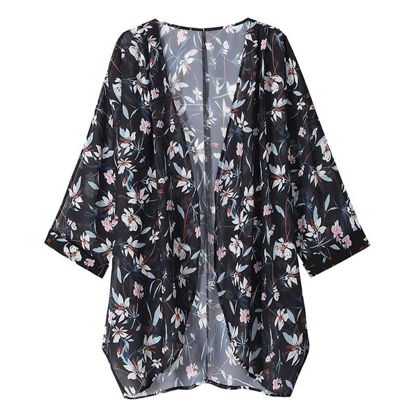 women's swimwear floral print sheer chiffon loose kimono cardigan capes sun protection boho beach big maxi blue mature and conservative, White;black
women's swimwear floral print sheer chiffon loose kimono cardigan capes sun protection boho beach big maxi blue mature and conservative, White;black