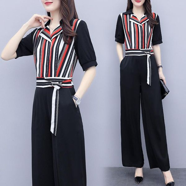women's jumpsuits & rompers summer korean fashion wide-legged pants suit big yards stripe print leisure outfit office lady clothes, Black;white
women's jumpsuits & rompers summer korean fashion wide-legged pants suit big yards stripe print leisure outfit office lady clothes, Black;white