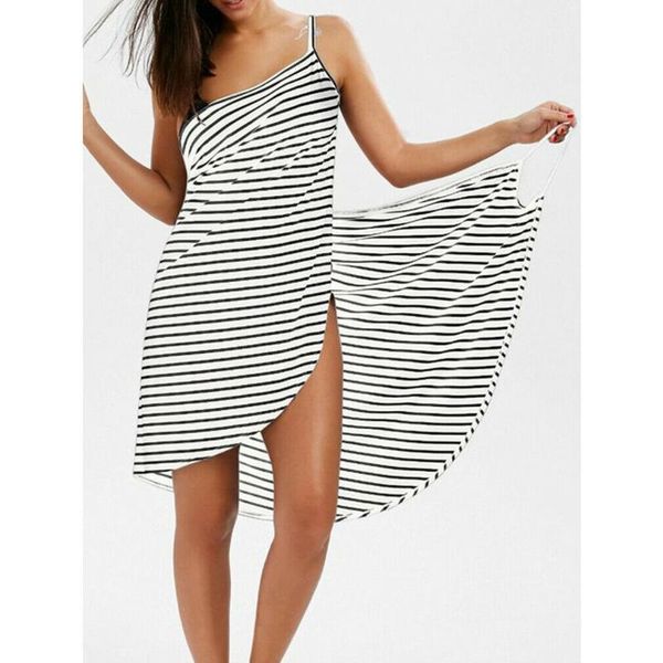 women stripe sling backless swimwear scarf beach cover up wrap sarong maxi dress women's, White;black
women stripe sling backless swimwear scarf beach cover up wrap sarong maxi dress women's, White;black