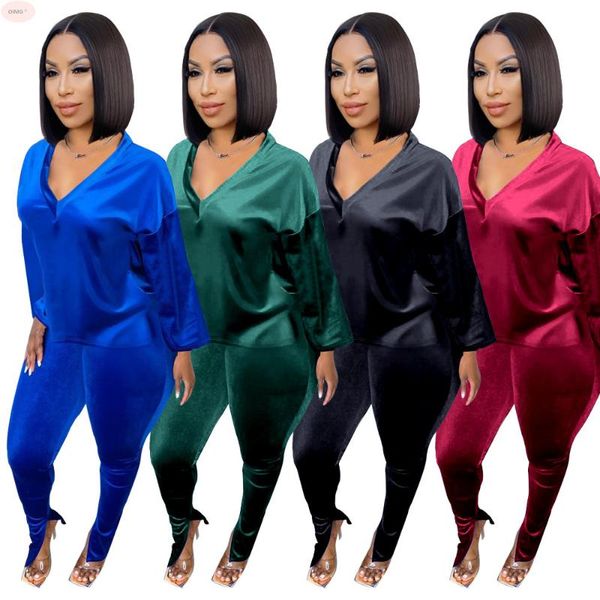 women's two piece pants h8358 european and american clothing autumn style fashion slim korean velvet solid color long-sleeved two-piece, White
women's two piece pants h8358 european and american clothing autumn style fashion slim korean velvet solid color long-sleeved two-piece, White