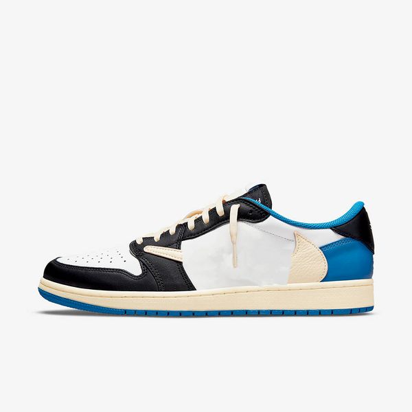 fragment x travis scotts jumpman 1 low basketball sneakers shoes military blue upper is built with a white leather base overlaid by black an
fragment x travis scotts jumpman 1 low basketball sneakers shoes military blue upper is built with a white leather base overlaid by black an