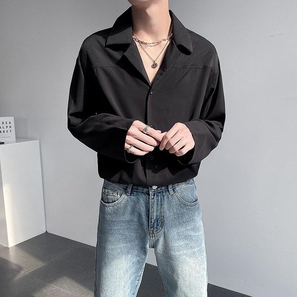 men's casual shirts loose off shoulder vintage fashion suit collar long sleeve shirt korean office streetwear, White;black
men's casual shirts loose off shoulder vintage fashion suit collar long sleeve shirt korean office streetwear, White;black