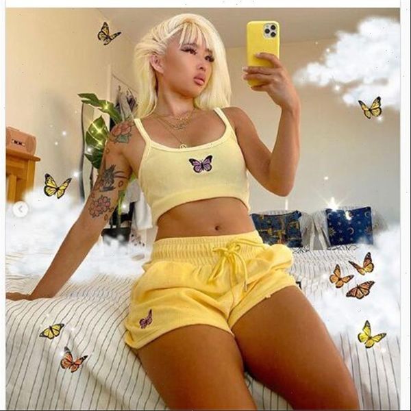 fufucaillm butterfly cropped women sleepwear high waist shorts 2pcs set lace up running elastic sports outfits pajama sets, Black;red
fufucaillm butterfly cropped women sleepwear high waist shorts 2pcs set lace up running elastic sports outfits pajama sets, Black;red
