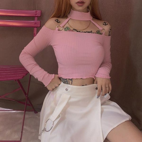off shoulder cotton knitted thread womens slim ruffles autumn korean solid color long sleeve pink t shirt, White
off shoulder cotton knitted thread womens slim ruffles autumn korean solid color long sleeve pink t shirt, White